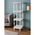 Этажерка PRIME, 4 секции, МДФ/Массив дерева, белый, 34х34х123см