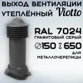 Труба вентиляционная Viotto (150х650 мм) для крыши из металлочерепицы (RAL 7024) серый