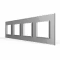 Рамка электроустановочная Livolo для розеток, серый, 4 поста, 1 шт, Крепление на застежках