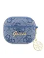 Guess чехол для Airpods 3, PU-кожа 4G Script метал. лого и подвеской голубой