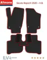 Коврики автомобильные в салон ЭВА Allmone для Skoda Rapid 2 2020 - Н. В, черные c красным кантом, 5шт. / Шкода Рапид 2
