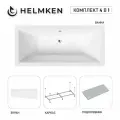 Акриловая ванна Helmken Alvaro 165x75 комплект 4 в 1: ванна, каркас, серый подголовник и белый лицевой экран