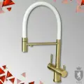 Смеситель для кухни под фильтр KERN 2061 матовое золото&белый