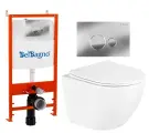 Комплект 3 в 1 инсталляция BelBagno BB026/BB081CR + Унитаз подвесной BelBagno Uno BB3105CHR/SC + кнопка хром глянцевая