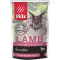 Корм влажный Blitz Sensitive Adult Cat для кошек всех пород (ягнёнок с индейкой) полнорационный, 24 шт
