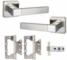 Комплект для межкомнатной двери: Ручка дверная S-Locked А167+ Защелка + петли накладные/бабочки без врезки - 2шт
