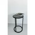 Столик журнальный LUCHI Dark Grey, керамогранит/металл, круглый, скандинавский стиль, черный