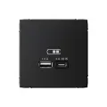 Розетка USB A + тип-C ARTGALLERY, 45Вт высокоскоростная зарядка QC, PD , механизм, карбон, GAL001029