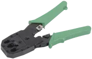 Инструмент обжимной для RJ45; RJ12; RJ11 без храпового механизма ручки из ПВХ с цепочкой зел. ITK, IEK TM1-G10V (1 шт.)
