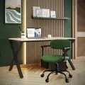 Кресло компьютерное офисное Eco-Office KOLIN W-231, стул крутящийся на колесиках, Зелёная ткань