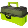 Ящик Plano для приманок и аксессуаров с 1-уровневой системой хранения, 2 отделения на крышке, дымчатый, ярко-зеленый