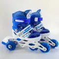 Роликовые коньки детские раздвижные размер 35-38 светящееся колесо синие