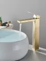 Смеситель для раковины высокий матовое золото