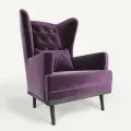 Мягкое кресло с ушами Фантазёр LUXE-11 (Фиолетовый 10) с каретной стяжкой, на высоких ножках, для отдыха и чтения книг. В гостиную, балкон, спальню и переговорную комнату.