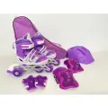 Набор ролики раздвижные + защита размер 35-38 на стопу от 20-23 см , колеса гелевые , алюминевая рама фиолетовые