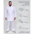 Халат медицинский мужской 290.3.1 Uniformed, ткань сатори, укороченный, рукав длинный, на кнопках, цвет белый, размер 60