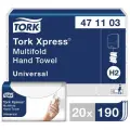 Полотенца бумажные (1 пачка 190 листов), Tork (H2) Universal, 2 слоя, цвет натуральный, 23,4х21,3 см, Z-сложение, 471103