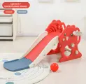 Детская горка с динозавриком, складная, многофункциональная, красная + баскетбольное кольцо
