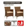 Садовые кресла из искусственного ротанга Пьяцца, капучино. Комплект из 2-х кресел