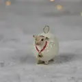 Елочная игрушка/символ года Овечка с красной лентой. Фарфор