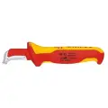 Нож для удаления изоляции VDE 1000V KNIPEX KN-9855, с пяткой, нержавеющая хирургическая сталь, L-180 мм, диэлектрический, 2-компонентная рукоятка