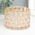 Стеклянный подсвечник на 1 свечу Диамос , d 6 см, с золотом, 7.8 7.8 5.3 см