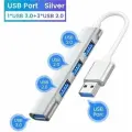 USB концентратор 3.0 на 4 порта, HUB разветвитель, Хаб на 4 USB (0,1 м) серебристый