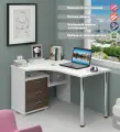 Стол компьютерный Мэрдэс СР-132С-130 БЕШ-ЛЕВ Белый/Шамони, с ящиками, угловой, 101 х 130 х 75 см
