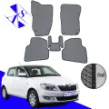 Автомобильные коврики EVA/ЕВА/ЭВА для Skoda Fabia 2 (MK2) Шкода Фабия МК2 2007-2014 серый черный