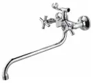 Смеситель латунный для ванны, душа и умывальника с длинным поворотным изливом V-1415 Хром