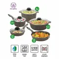 Набор 9 пр. Elan Gallery гармония вкуса Коричневый опал Сковороды 20см,28см с н/р, Жаровня 28см, Кастрюля 4л, Ковш 1,5л