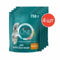 Сухой корм Purina ONE для взрослых кошек с курицей и цельным злаками 750 г, 4 шт