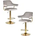 Dobrin Стул барный CHARLY GOLD (серый велюр (MJ9-75))(2 шт/уп)