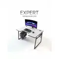 Стол компьютерный игровой геймерский Expert белый/черный каркас металл для пк и ноутбука