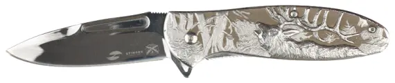 Нож складной Stinger, 82,5 мм (серебристый), рукоять: сталь (серебристый), картонная коробка