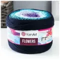 Пряжа Flowers 55% хлопок, 45% полиакрил 1000м/250гр (254 т. синий-бирюза), 1шт