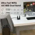 Двухдиапазонный USB-адаптер Wavlink AX1800/AC1900, 2,4 ГГц и телефон, USB 3,0, WiFi-адаптер, внешние антенны с высоким коэффициентом усиления 4X3dBi для настольного ПК, AX1800 WIFI 6