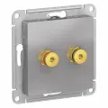 4 шт. Systeme Electric AtlasDesign Алюминий Аудиорозетка двухместная, ATN000387