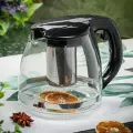 Чайник заварочный DANIKS стеклянный, 1,6 л, с ситечком, черный