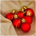 Ёлочные игрушки Глянец, шары новогодние, d=3 см, набор 6 шт, красный, 4 шт.
