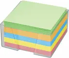 Упаковка 6 шт. Блок для записей BRAUBERG в подставке прозрачной, куб 9х9х5 см, цветной, 122226