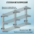 Стеллаж металлический 2000х800х250 настенный оцинкованный