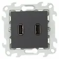 Simon 24 Графит Коннектор 2хUSB 2.0 тип A, Simon, арт.2411090-038