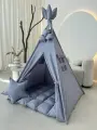 Вигвам детский с ковриком, окошком , подушкой и антискладывателем серый
