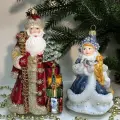 Irena-Co Набор елочных игрушек, стекло Дед Мороз - 16х9,5х8, Снегурочка - 13х8х7