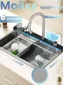 Кухонная мойка многофункциональная с регулирующимися водопадами (смеситель в комплекте) 75x46см