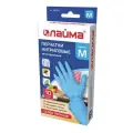 Перчатки Laima нитриловые многоразовые, 5 пар, размер M, цвет голубой