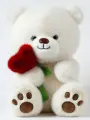 Мягкая игрушка Мишка 30 см (белый) с цветком в виде сердца (JX703028003B)