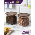Набор банок для хранения еды и сыпучих продуктов из жаропрочного стекла Eley с крышкой из натуральной акации 2 штуки - 800 мл