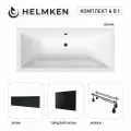 Акриловая ванна Helmken Alvaro 180x80 комплект 4 в 1: ванна, ножки, черные лицевой и торцевой экраны